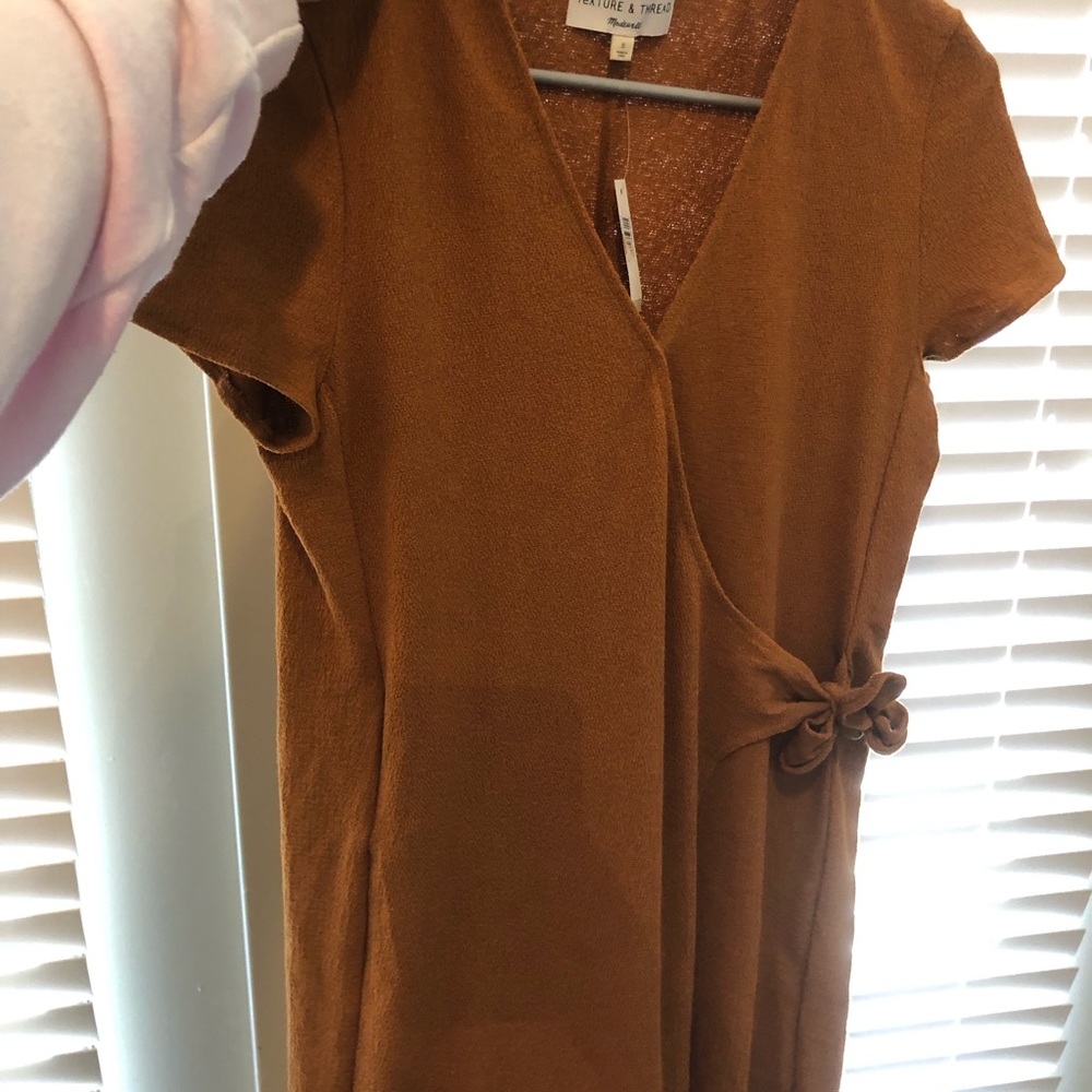 Madewell texture and thread wrap dress; rust color